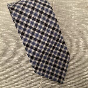J. CREW The Cotton Tie Blue Check Plaid Tie Necktie Skinny Preppy  59 x 2.5 “